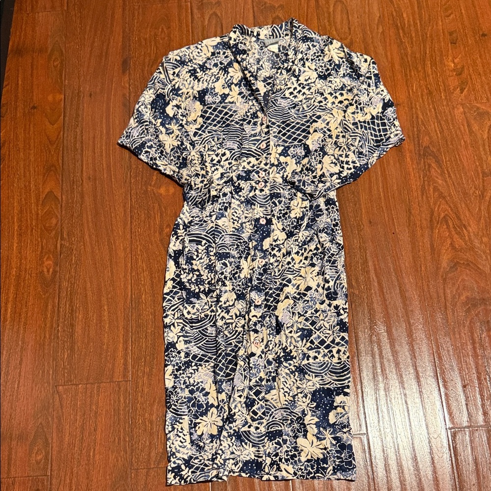 Rabbit Rabbit Rabbit Navy and Cream Floral Dress